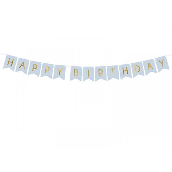 Girlang - \\\"Happy Birthday\\\" - Ljusbl� - 1,75m