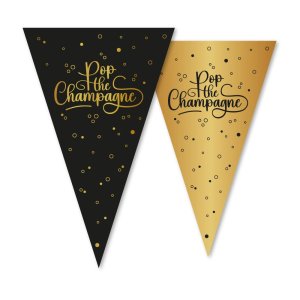 Flaggirlang - Pop the Champagne - Svart - 20x30 cm flaggor - 10 m