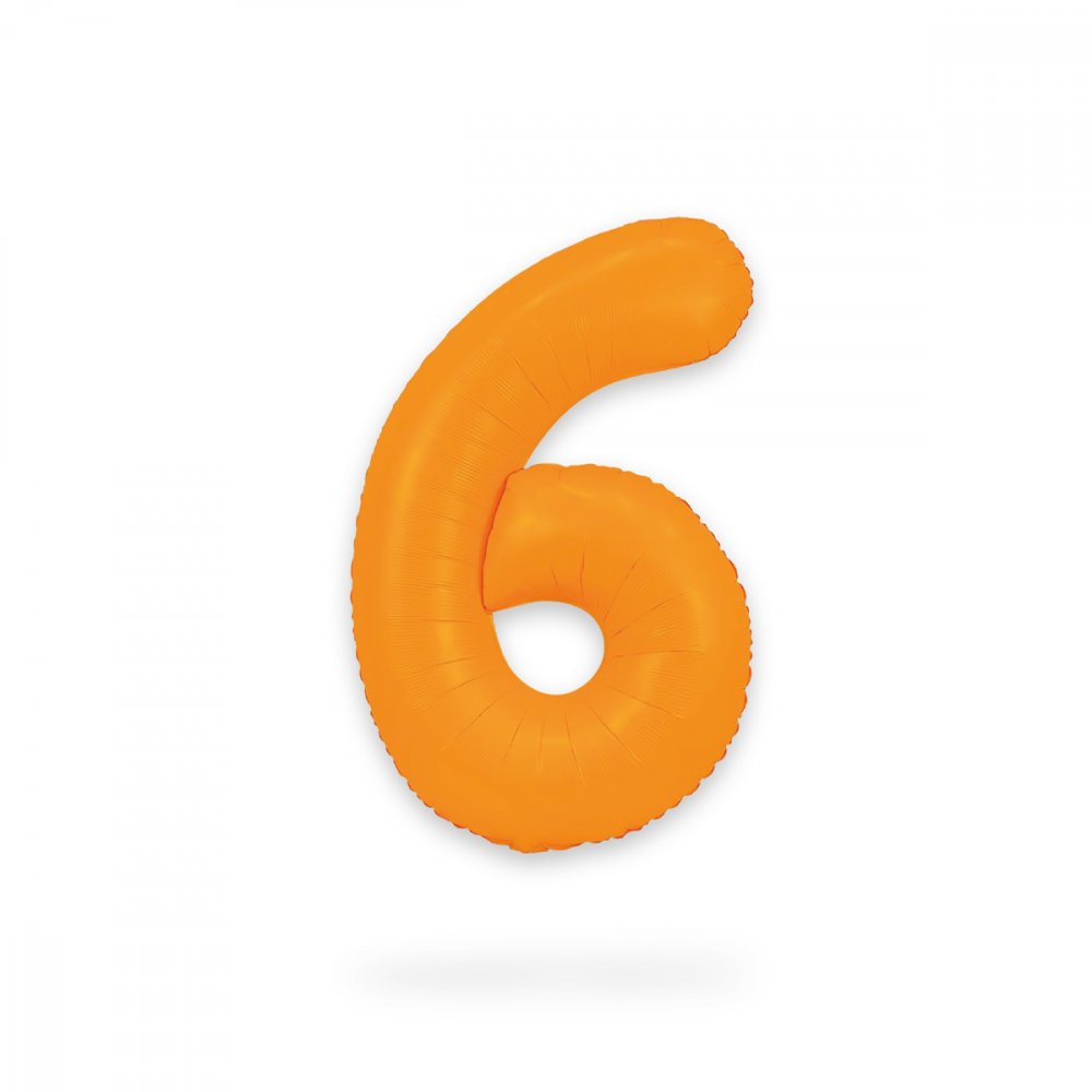 Ballongsiffra - Neon Orange - 86 cm - Siffra: 6 - Sifferballonger, Ballonger