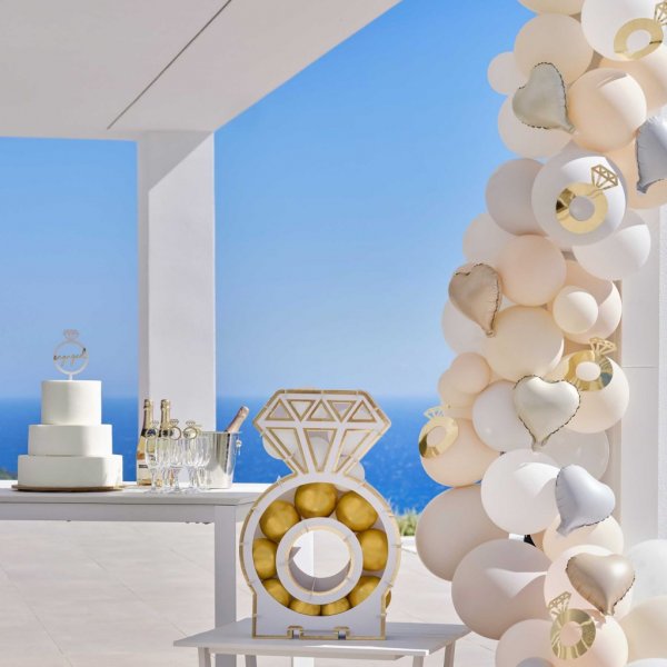 Ballongbge - Frlovningsringar & Hjrtan - Vit/Taupe/Gr