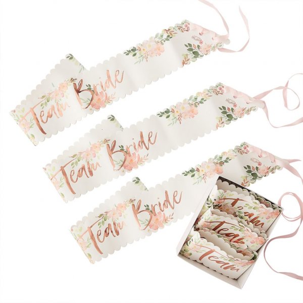 Sash - Floral hen - Team Bride - 6-pack Sash - Floral hen - Team Bride - 6-pack