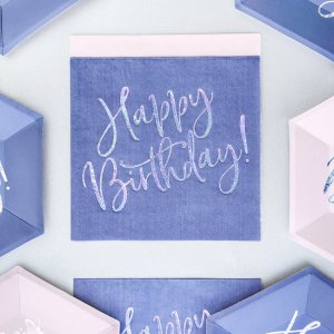 Servetter - Happy B-day - Bl/Iridescent - 20-pack