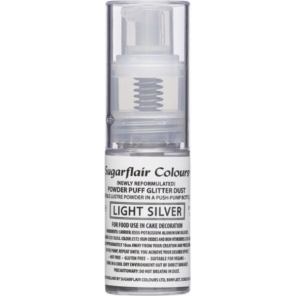tbar glitterspray - Sugarflair - Light Silver - 10 g