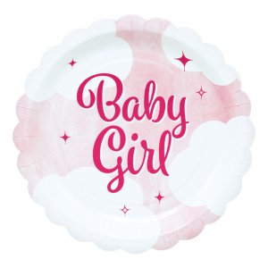 Papptallrikar Baby Girl Rosa 19 cm - 8-pack