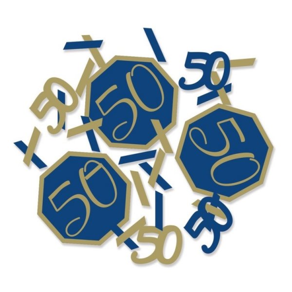 Konfetti 50 �r Marinbl� & Guld