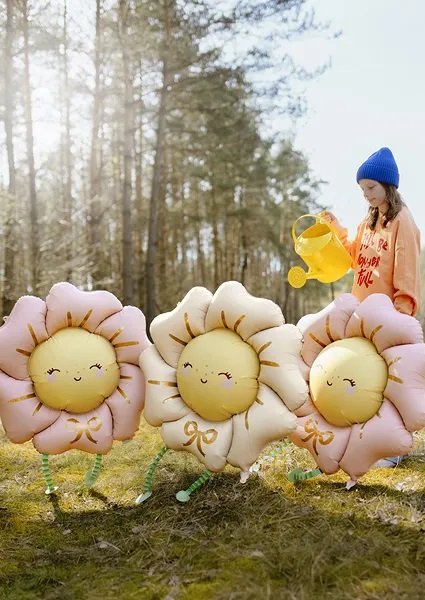 Folieballong - Blomma - Rosa/Gul