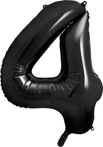 Sifferballong – Svart – 86 cm – Siffra: 4 – Sifferballonger, Ballonger