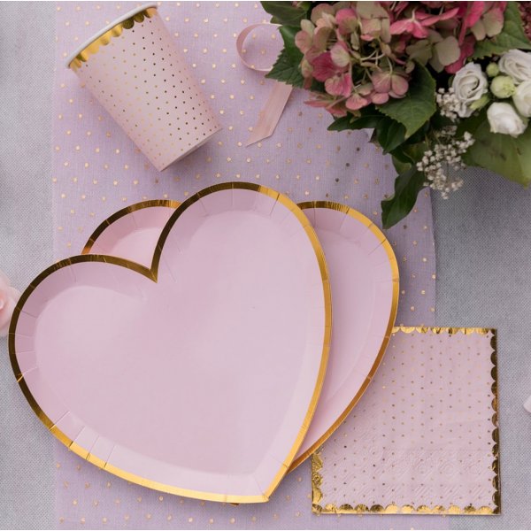 Sm servetter - Prickiga med guldkant - Rosa