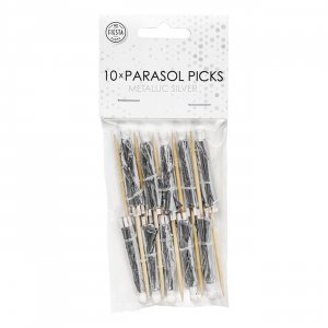 Drinkparasoll Silver Metallic - 10-pack