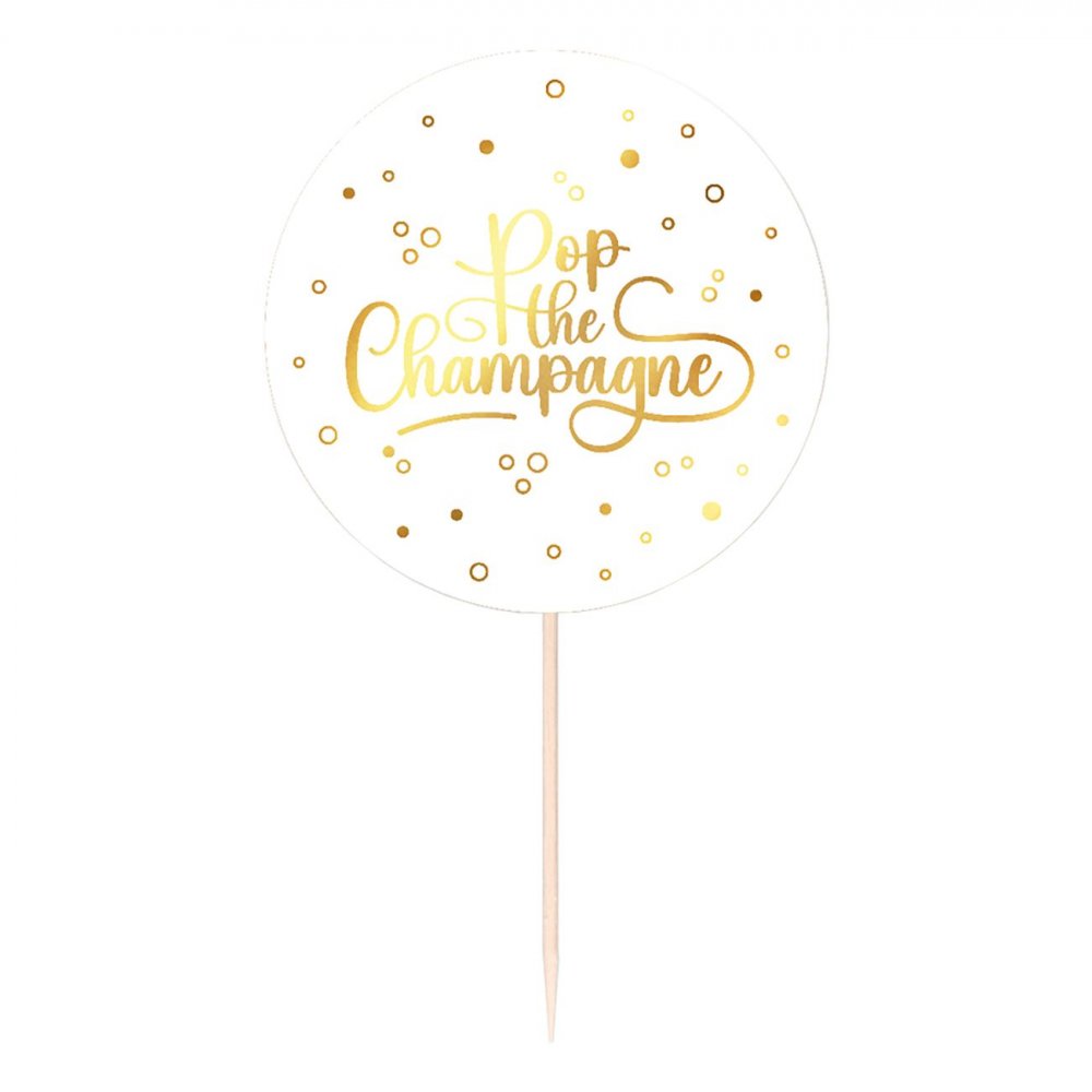 Partypicks Pop the Champagne – Vit – 25-pack – Tårtljus, Tårtdekorationer till kalas