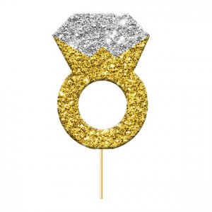 Cake picks - Ringar - Guldglitter - 12-pack