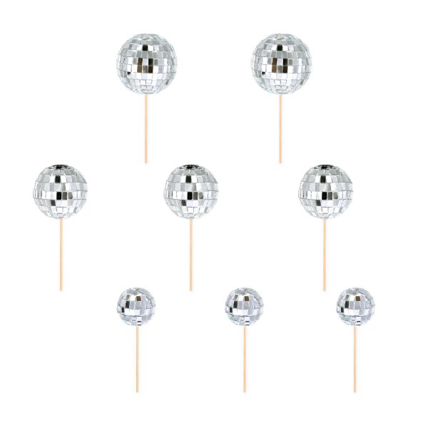 Trtdekorationer/Cake topper - Discokulor - 8 st