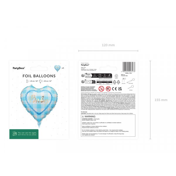 Folieballong hj�rta \\\"Baby\\\" - Ljusbl�