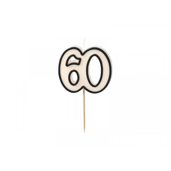 Tårtljus/Födelsedagsljus - 60 - Svart/Vitt - 5,5 cm Tårtljus/Födelsedagsljus - 60 - Svart/Vitt - 5,5 cm