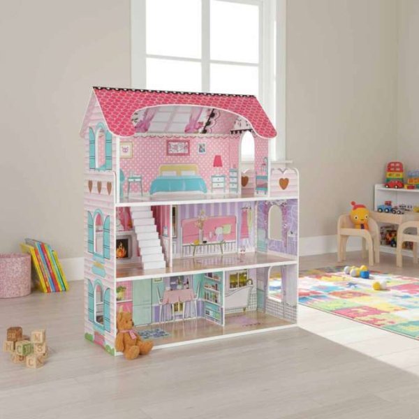 Docksk�p i tr� 70 cm Rosa med LED-belysning - Sj�lvmontering