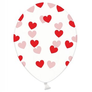 Ballonger - Clear - Röda Hjärtan - 6-pack