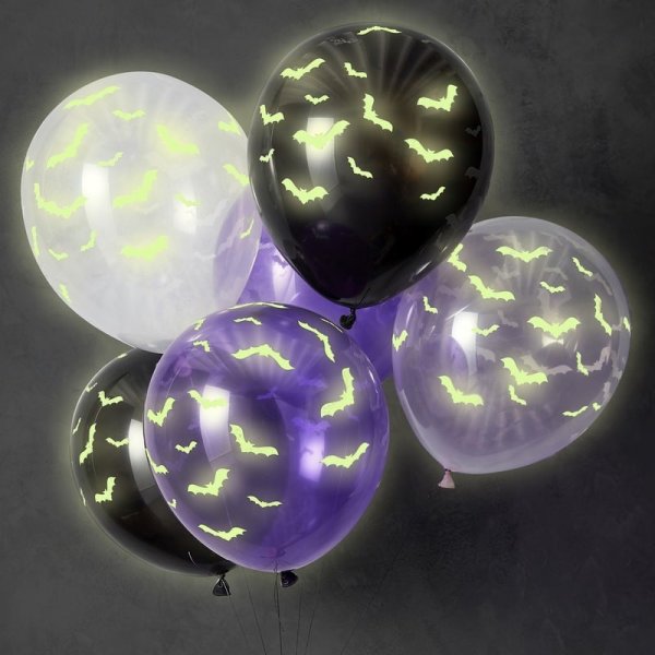 Sjlvlysande ballonger - Let\\\'s get Batty - 6-pack