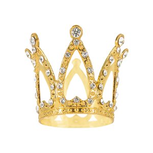 Cake Topper - Liten - Krona - Guld m silverkristaller - 3 cm