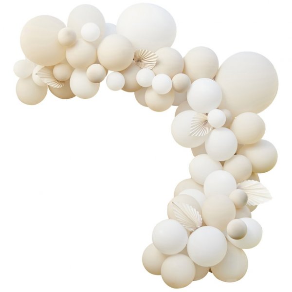 Ballongbåge med fjädrar - Vit/Nude Ballongbåge med fjädrar - Vit/Nude