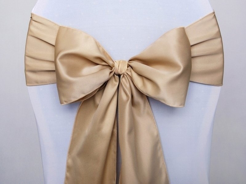 Stolsrosetter – 10-pack – Satin – Färg: Guld – Stolsrosetter, Stolsdekorationer