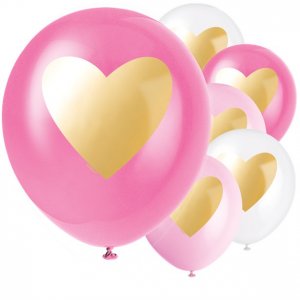 Ballonger - Rosa mix - Guldhj�rtan - 6-pack