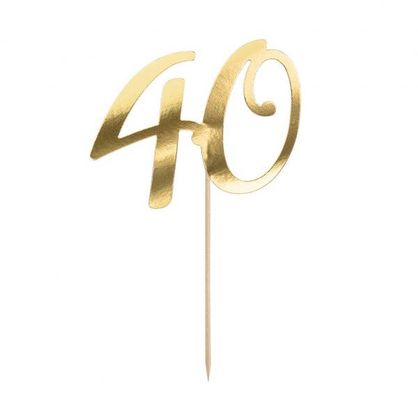 Cake topper - 40 - Guldmetallic