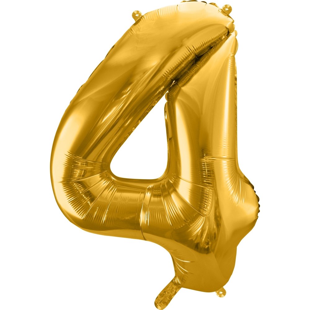Sifferballong – Guld – 86 cm – Siffra: 4 – Sifferballonger, Ballonger