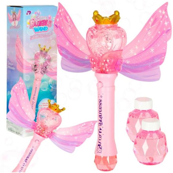 S�pbubbelmaskin Prinsessstav med vingar och ljus 35 x 36,5 x 10 cm - Set