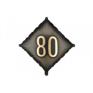 Folieballong - Kvadrat - Svart/Guld - 80