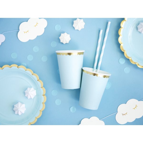 Pappmuggar - Ljusbl - Guldkant - 6-pack