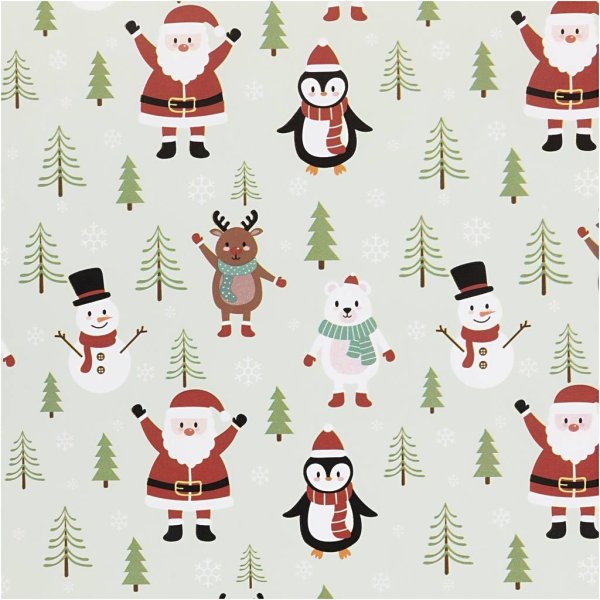 Presentpapper - Tomtar & pingviner - 0,5 x 5m Presentpapper - Tomtar & pingviner - 0,5 x 5m