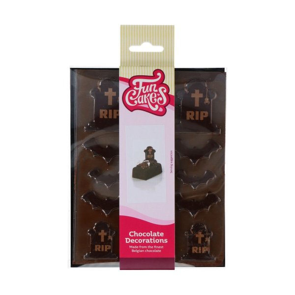 Chokladdekoration gravsten Halloween - 12-pack