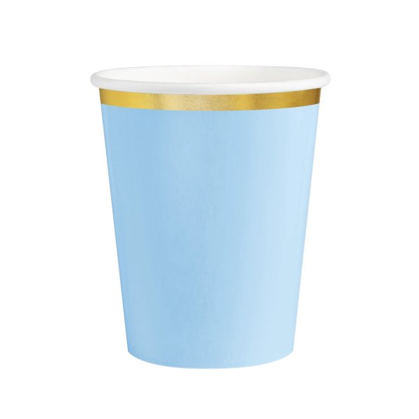 Pappmuggar - Bl - Guldkant - 6-pack