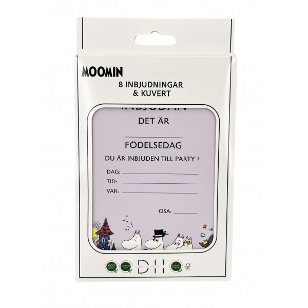 Inbjudningskort - Mumin 10,5x14,8cm 8st + kuvert