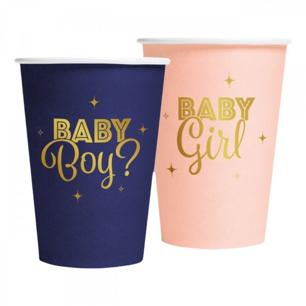 Pappmuggar Gender Reveal - Rosa och blå - 8-pack Pappmuggar Gender Reveal - Rosa och blå - 8-pack