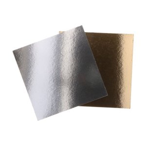 T�rtbricka Tunn - Guld/Silver - Fyrkantig - 20 cm - FunCakes