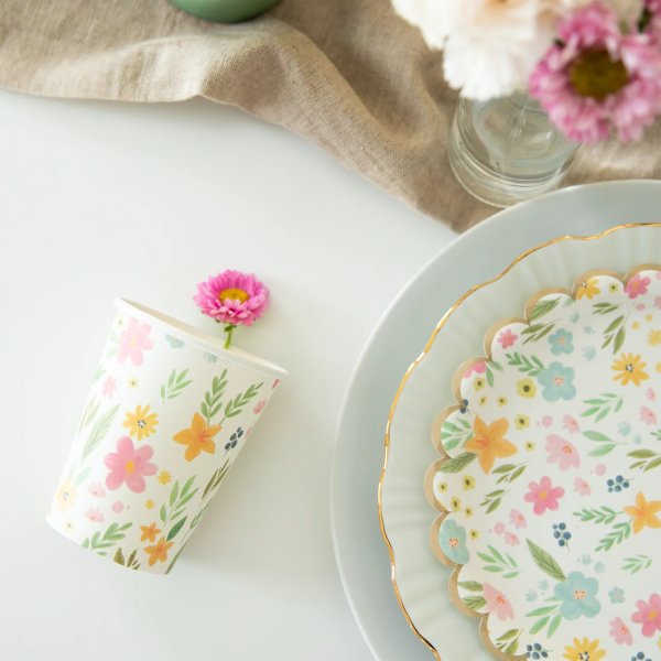 Pappmugg blommor, 6-pack