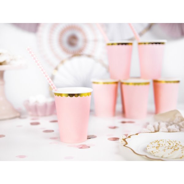 Pappmuggar - Rosa - Guldkant - 6-pack Pappmuggar - Rosa - Guldkant - 6-pack