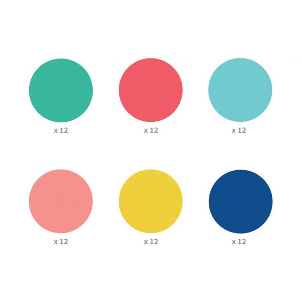 Vggstickers - Dots - Bl/Gul/Rosa