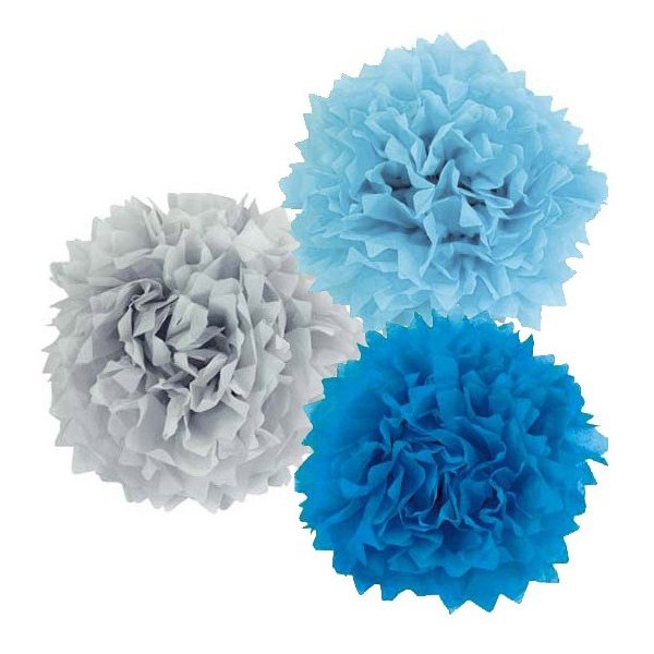 Pom Pom - 3-pack - Gr/Ljusbl/Bl