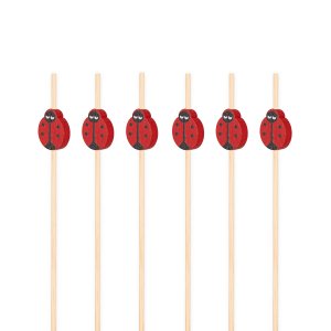 Snackspinnar/Drinkpinnar - Nyckelpigor - 12 cm - 25 st Snackspinnar/Drinkpinnar - Nyckelpigor - 12 cm - 25 st