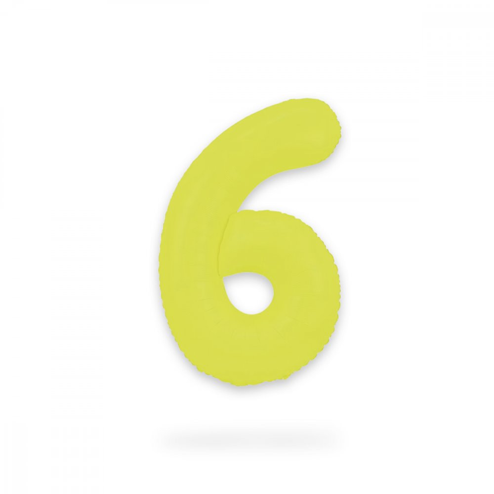 Ballongsiffra - Neon Gul - 86 cm - Siffra: 6 - Sifferballonger, Ballonger