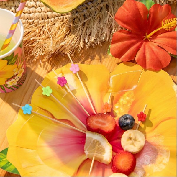 Snackspinnar/Drinkpinnar - Sm� blommor mix - 12 cm - 25 st