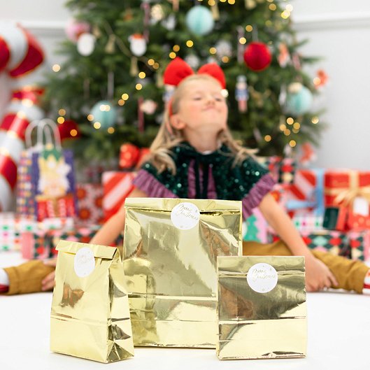 Presentpsar - 28 cm - Guldmetallic - 3-pack