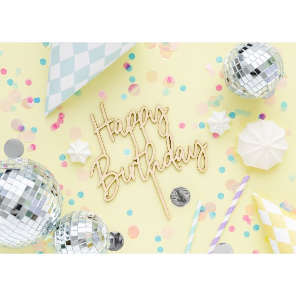 Cake Topper - Trä - Happy Birthday Cake Topper - Trä - Happy Birthday