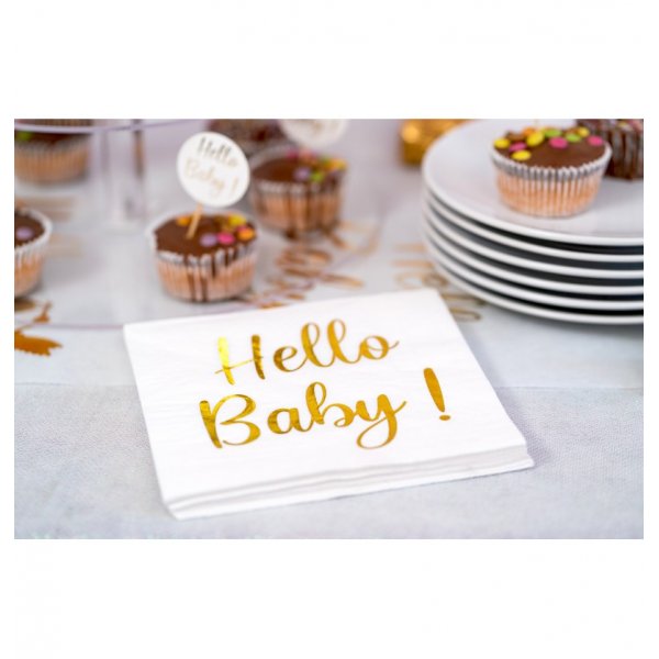 Servetter - Hello Baby - Guld - 20-pack