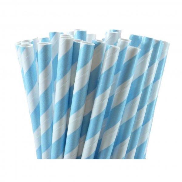 Sugrör - Randigt - Babyblå- 10 st Sugrör - Randigt - Babyblå- 10 st