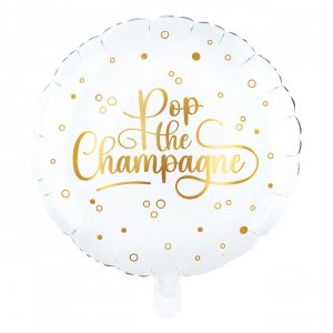 Folieballong - Pop the Champagne - Vit