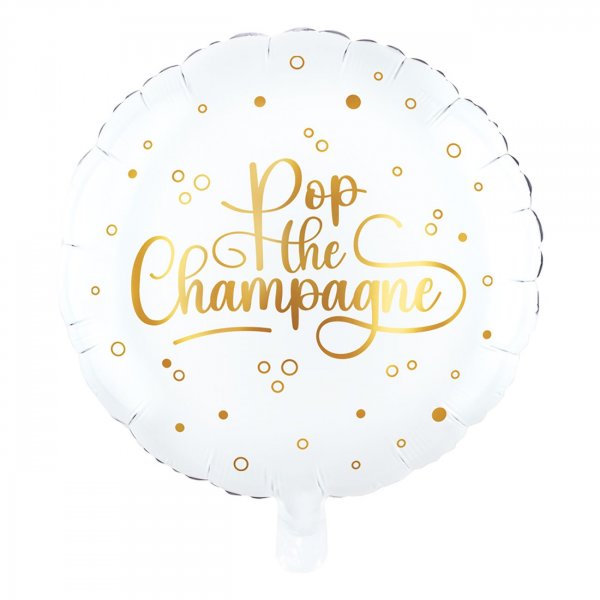 Folieballong - Pop the Champagne - Vit