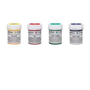 Sugarflair Chokladf�rger Baspaket R�d, Gr�n, Gul, R�d 4 x 35g